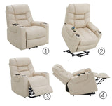 Nairi Ivory Leather Aire Power Motion Recliner with Lift, Heating & Massage Function B2726P245481
