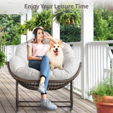 Outdoor Patio Rocking Chairs, Oversized Papasan Rocking Chair Indoor with Padded Cushion W349P271998