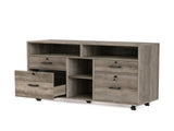 Wooden Filing Cabinet, 4 Drawers, Lami Grey Oak, P2 Particle Board with Embossed 66067826