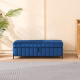 49.21" Wide Upholstered Velvet Storage Soft Bench Footstool Ottoman End of Bed with Metal Legs, Foot W3118P272644