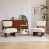 Modern Beige Lounge Chair with Polyester Upholstery, Sturdy Wood Base With Walnut Finish, N767P241702W