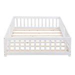 ZUN Queen Size Floor Bed with Door,Solid Wood Platform Bed Frame with Fence,Suitable for children,Pine W495123244