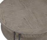 ZUN 1pc Contemporary Round Coffee Table with Storage Shelf Black Brown Tan / Beige Finish Living Room B011P245444