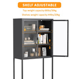 ZUN 59"H Heavy Duty Metal Storage Cabinet,Sideboards & Buffet,Display Storage Cabinet with Glass Doors W2735P186329