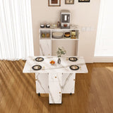 Multifunctional Folding Dining Table with Wall-Mounted Sideboard & Storage for Small W2700P292104