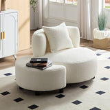 ZUN Modern Chair, Single Teddy Fabric Sofa Chair with Ottoman,SideTable, Foot Rest Comfy chair for W2582P179752