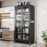 65" Kitchen Pantry Storage Cabinet, 6 Tier Metal Display Storage Cabinet with Transparent Door, W3204P300623