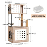 Cat Tree with Litter Box Enclosure, All-in-one Cat Tower for Indoor Cats with Large Hammock, Bed, W1687P304379