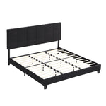 ZUN King Size Upholstered Platform Bed Frame with Linen Fabric Headboard, No Box Spring Needed, Wood W311107471