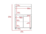 Kitchen Cart 49" H, Two Door Cabinet, One Open Shelf, Two Interior Shelves, White B097133071
