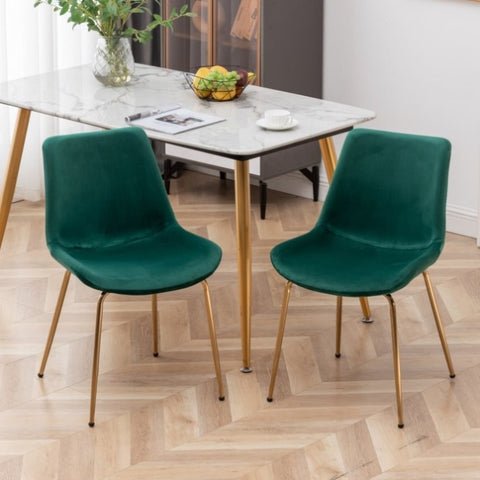 ZUN Aufurr Modern Velvet Dining Chair, Set of 2, Green T2574P164538