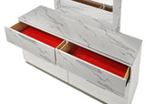 Mist Dresser Two-Tone High-Gloss Marble & Lacquer Finish with Six Spacious Drawers, Velvet-Lined G150108674