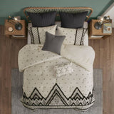 3 Piece Cotton and Flax Linen Blend Comforter Set Natural Full/Queen B03596414