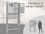 2-Door 3-Tier Toilet Cabinet MDF Melamine-Faced Bathroom Vanity 23.23*8.66*66.93in Grey 44440316
