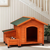 88*106*77cm Wooden Feral Dog House for Outdoor and Indoor, Pet House with Food Bowl& Food Storage 97181304