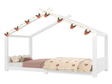 Twin House Floor Bed with Support Slats, Solid Wood House Bed Frame for Kids, No Box Spring Needed 37856201
