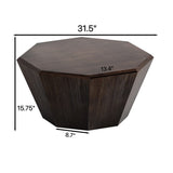 ZUN 31.5 "Octagonal Black walnut Rubber wood Coffee Table, Coffee Table, Living Room Bedroom W757P203144