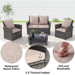 ZUN 4 Pieces Outdoor Patio Furniture Sets Garden Rattan Chair Wicker Set, Poolside Lawn Chairs with W874P146982