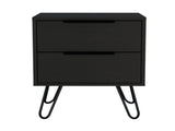 2 Nightstand, Hairpin Legs, Two Drawers, Black B097132918