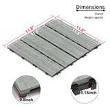 Patio Floor Tiles Pack of 22 WPC Wood-Plastic Composite Patio Deck Tiles DIY Interlocking Decking W206P201286