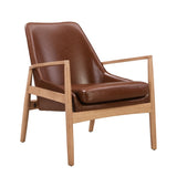 U-Can PU Leather Accent, Mid-Century Modern Armchair with Solid Wood Frame, Reading Leisure N724P256555D