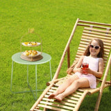 Patio Small Side Table, Waterproof Round Metal Coffee Table, Weather Resistant End Table for Indoor 18271862