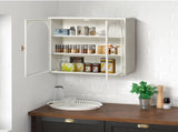 27.56"Glass Doors Modern Two-door Wall Cabinet with Featuring Three-tier Storage for Entryway Living W757119330