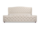 Fontana Wingback Upholstered Platform Bed Frame, King, Sky Neutral Beige Polyester B2719P238226