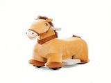 Brown 6V Electric Ride On Pony Battery Powered Toddler Toy with Music, Forward Movement & Silent PU 96194738