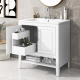 ZUN 30" Bathroom Vanity with Sink, Multi-functional Bathroom Cabinet with Doors Drawers, Solid Frame 17787318