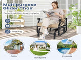 Black Metal Patio Glider Chair with Brown Washable Cushion, 330 lbs Capacity Ergonomic Outdoor 98202596