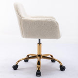 ZUN Hengming Faux Fur Home Office Chair,Fluffy Fuzzy Comfortable Makeup Vanity Chair ,Swivel Desk Chair W21256753