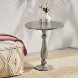 WOODEN AND WHITE METAL FITTED TABLE 69345.00