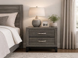 2 Drawer Nightstand Modern Bedside Table with Storage, Wood Grain Finish, Solid Wood Frame, Bedroom B2770P509777