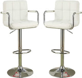 ZUN White Faux Leather Bar Stool Counter Height Chairs Set of 2 Adjustable Height Kitchen Island Stools HS00F1567-ID-AHD