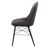 Grey and Black Tufted Back Dining Chairs B062P182737