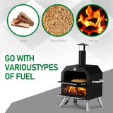 ZUN Outdoor Pizza Oven Wood Fired 2-Layer Pizza Ovens Outside Pizza Maker with Stone, Removable Cooking 87975879