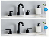 Bathroom Faucet 2 Handle Matte Black Bathroom Faucet Widespread 3 Hole 360&deg Swivel Spout Modern 27849756
