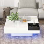 ZUN ON-TREND Modern Minimalist Design 31.5*31.5in Square Coffee Table with Detachable Tray and Plug-in WF298613AAK