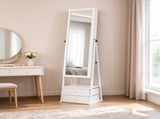 White MDF, painted finish, 1 door 2 fabric drawers 1 shelf, jewelry mirror cabinet 77137697