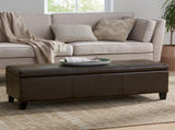 Upholstered PU Leather Storage Ottoman, Solid Wooden Legs N757P414088O