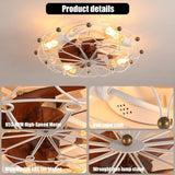 ZUN Low Profile Caged Ceiling Fan with Lights Remote Control, Embedded modern industrial ceiling fan W1340120488