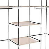 ZUN 69" Portable Clothes Closet Non-Woven Fabric Wardrobe Double Rod Storage Organizer Beige 11782049