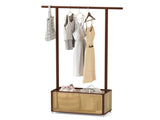 2-in-1 Bamboo Clothing Rack with Rolling Wheels & 60L Storage Basket - Brown 74073480