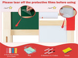3-in-1 Kids Wooden Easel - Magnetic Chalkboard/WhiteboardPaper Roll, 60 Accessories, NaturalBlue 24573493