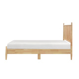 Mid-Century Modern Design Queen Platform Bed 1pc Natural Finish Wooden Bedroom Furniture Vertical B011P233932