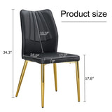 Four black dining chairs. A medieval modern chair made of PU material soft cushions, equipped W1151135498