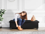 Ottoman with Storage Bench, 43-inch Storage Ottoman, Leather, Black 42966149
