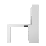 ZUN L Shaped Desk with Charger,Computer Desk with Drawers,Bookshelf & Hutchwith LED Light,Modern Corner 78139512