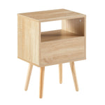 ZUN 15.75" Rattan End table with drawer and solid wood legs, Modern nightstand, side table for living W2181P201357